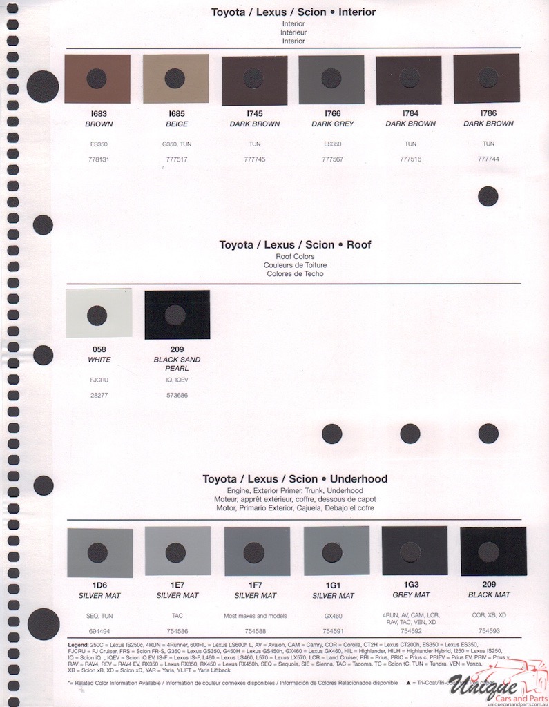 2014 Toyota Paint Charts RM 5